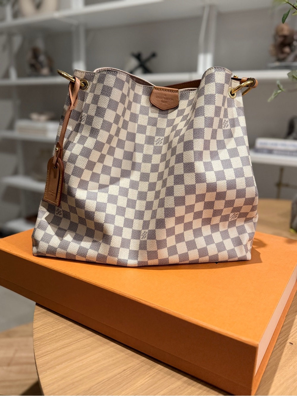 Louis Vuitton Graceful MM Damier Azur Shoulder Bag